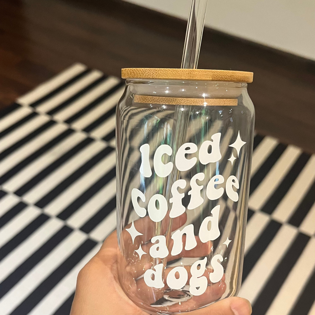 Iced Coffee & Dogs Glass Can