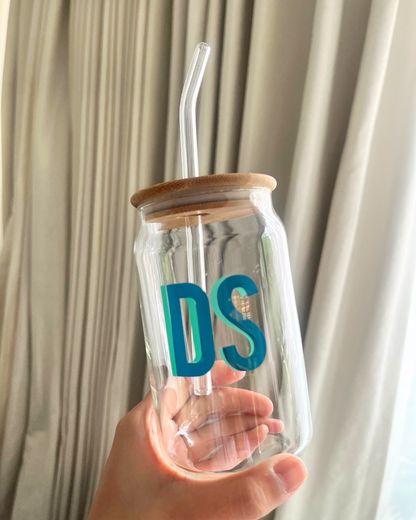 Monogrammed Glass Can